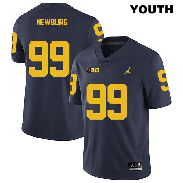 Youth NCAA Michigan Wolverines Gabe Newburg #99 Navy Jordan Brand Authentic Stitched Legend Football College Jersey TV25J51RL
